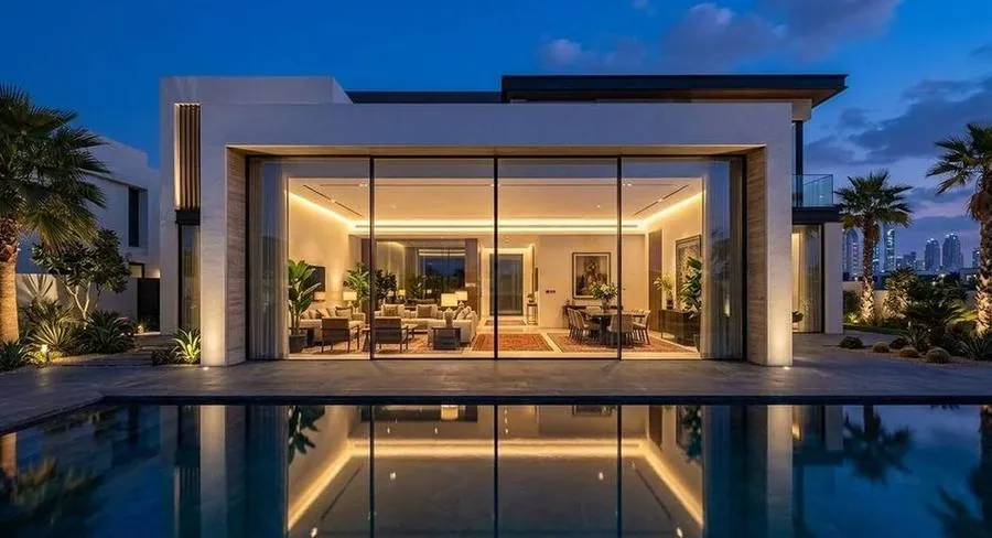 Luxury villa in Dubai with slim sliding glass doors