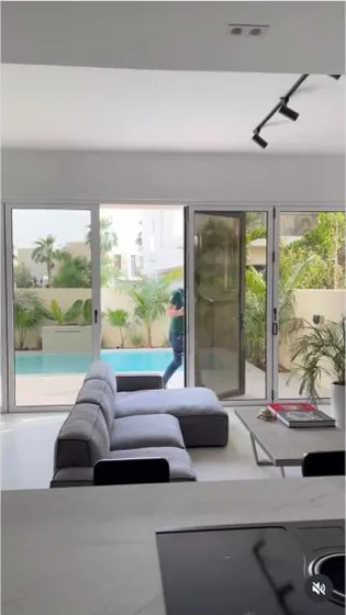 Bifold doors onto the pool terrace