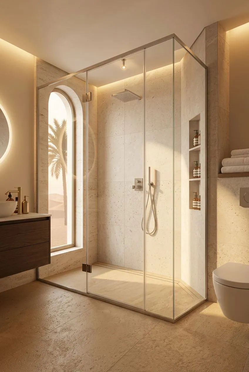 Frameless corner enclosure