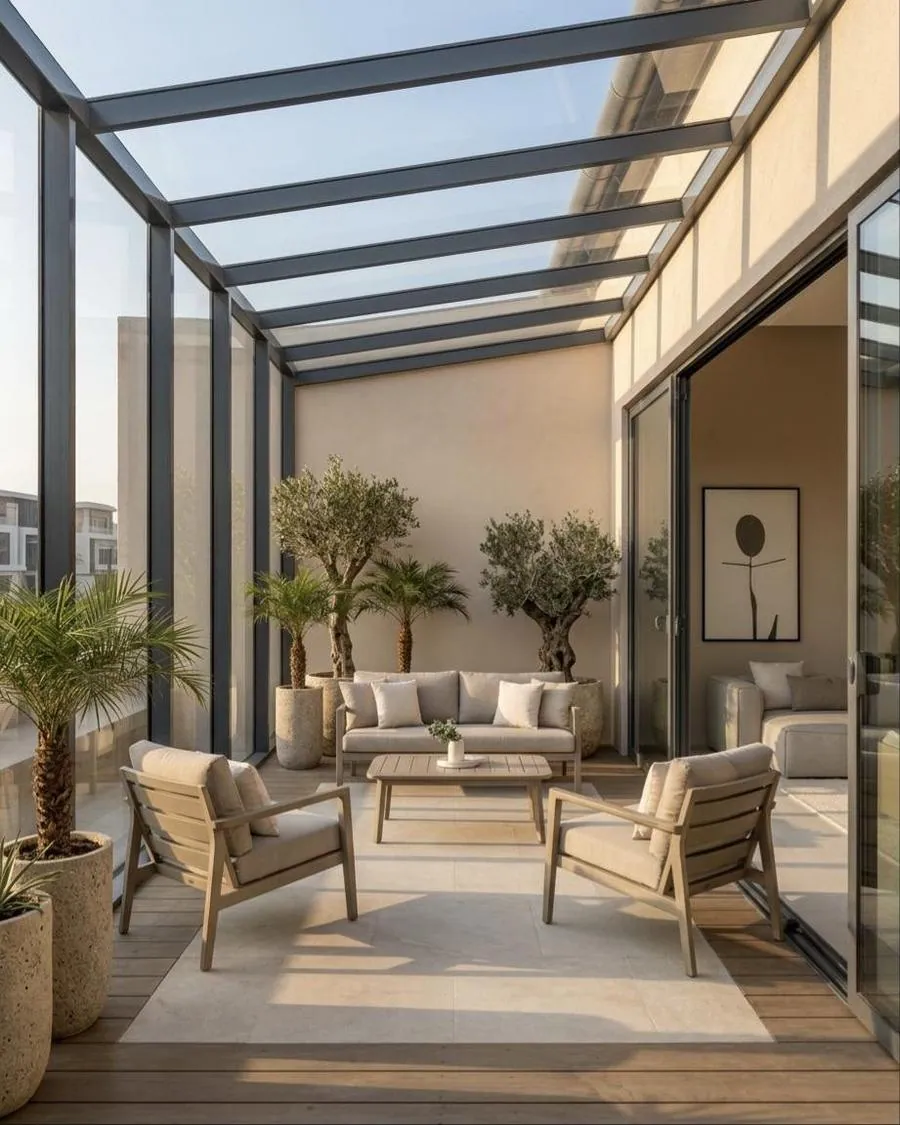 Villa terrace, glazed roof